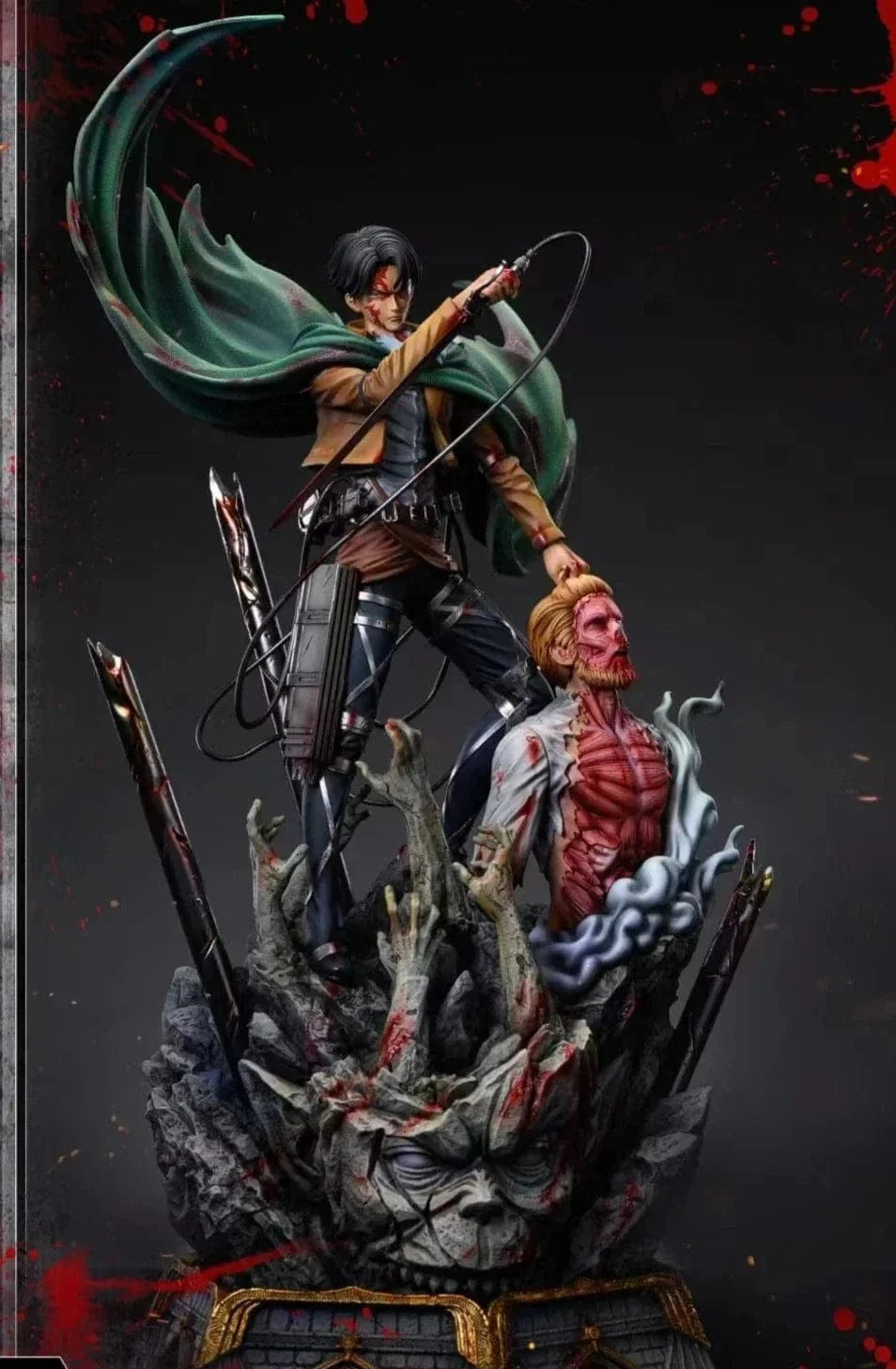 Figurine Attaque des Titans en Resine Livai vs Sieg Stickers Mania