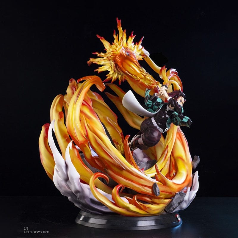 Figurine Collector en Resine Tanjiro Dragon de Feu Stickers Mania