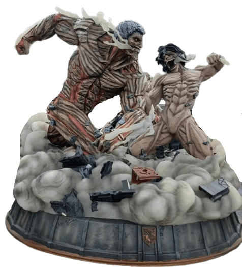 Figurine SNK Collector en Resine Titan Assaillant vs Titan Cuirassé Stickers Mania
