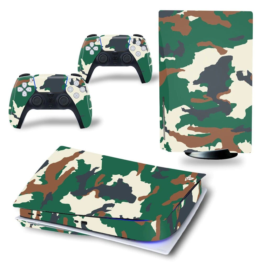 Stickers PS5<br> Camouflage Vert Stickers Mania