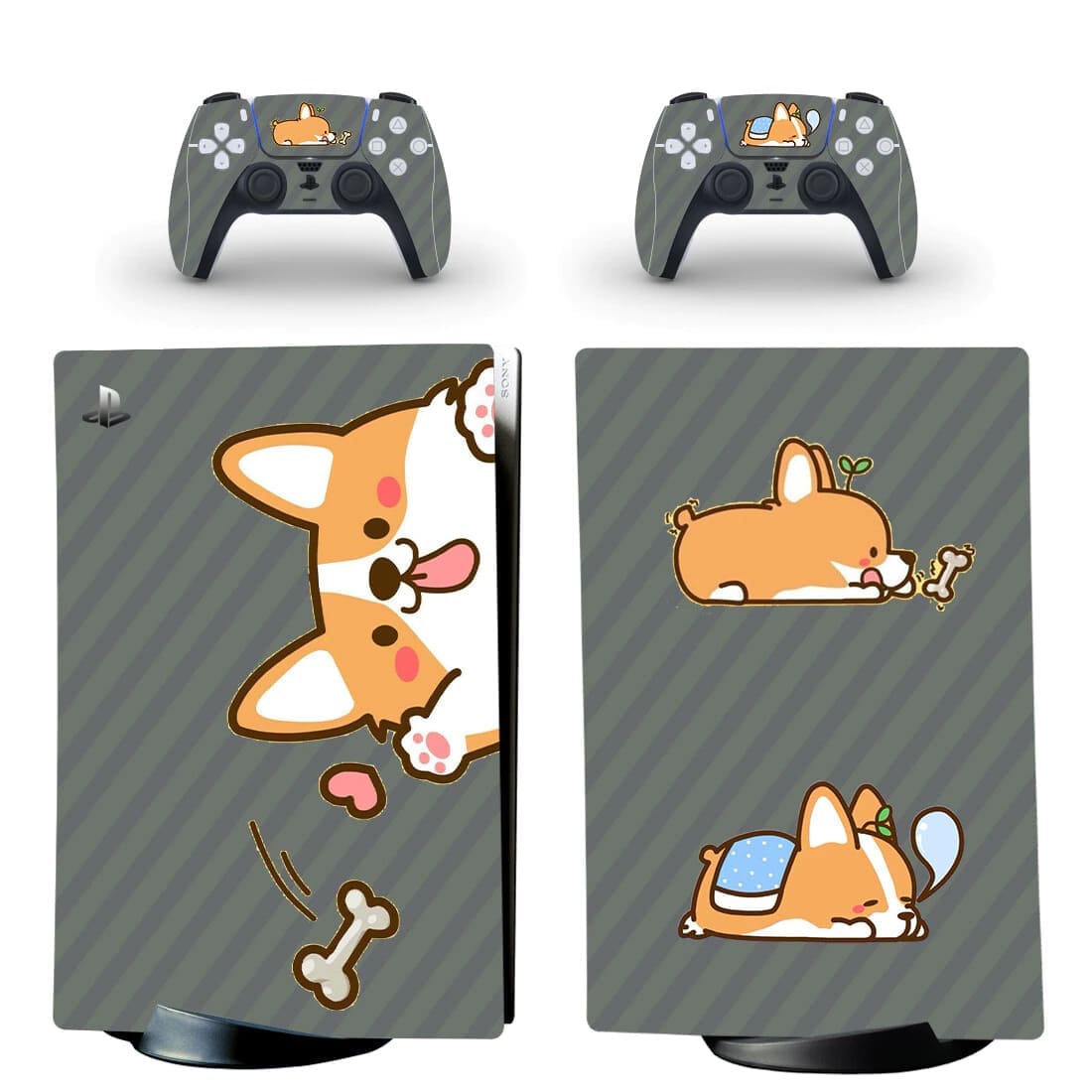 Stickers PS5 Digital<br> Corgi Gris Stickers Mania
