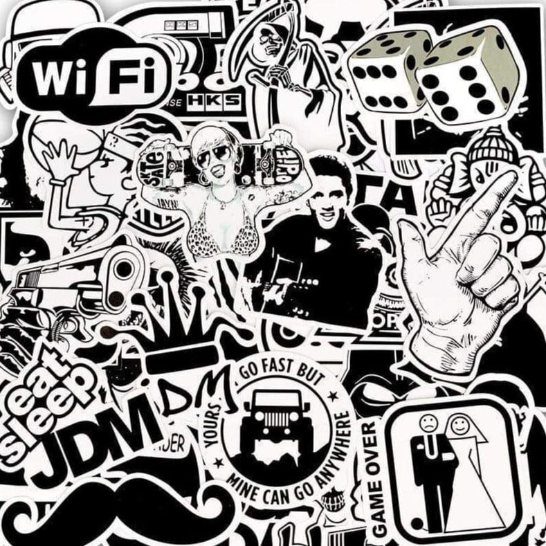 Stickers Skateboard Noir et Blanc Royaume Manga